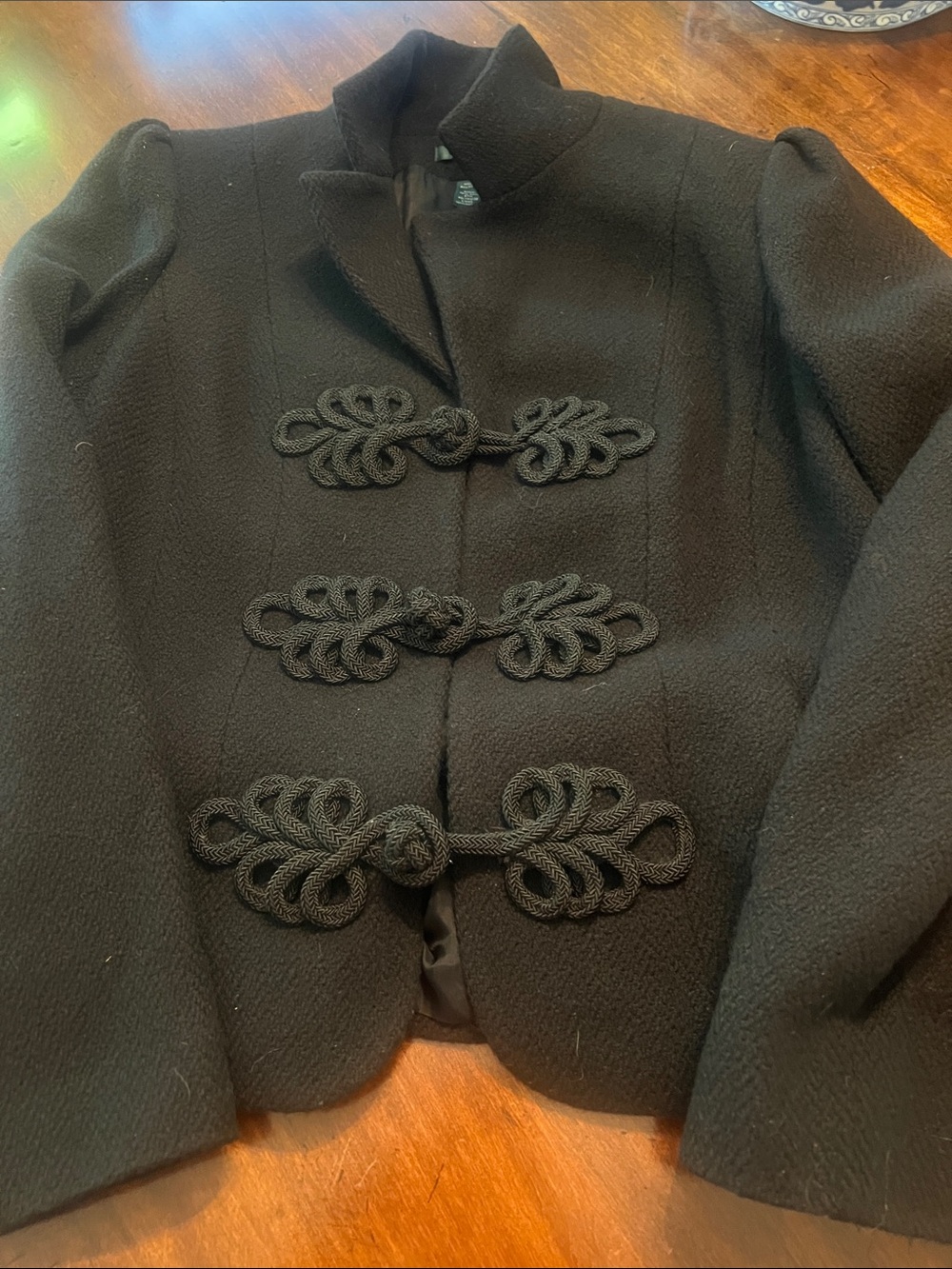 Vintage Ralph Lauren Black Mandarin Collar frog closure Jacket